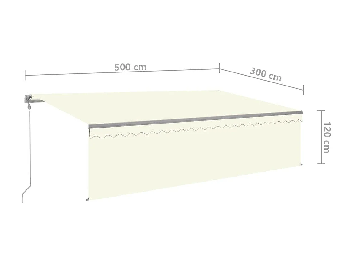 Auvent automatique store capteur de vent et LED 5x3 Crème