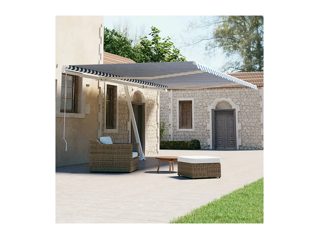 Auvent automatique sur pied 600x300 Bleu/Blanc