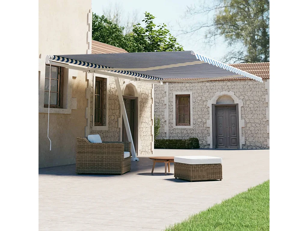 Toldo automático a pé 600x300 Azul/Branco