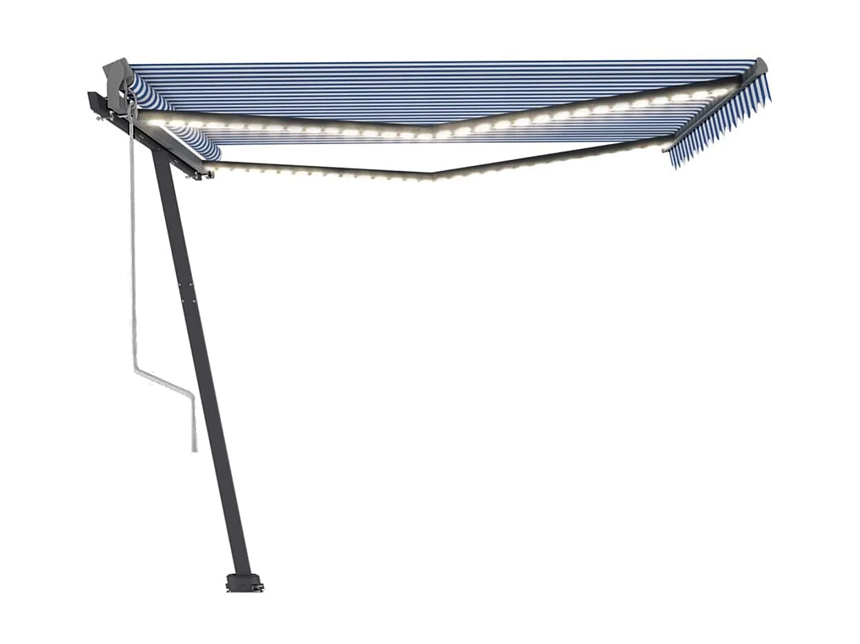 Toldo automático sensor viento/LED 450x300 Azul y blanco