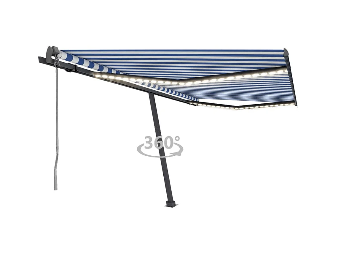 Auvent automatique capteur de vent/LED 450x300 Bleu et blanc
