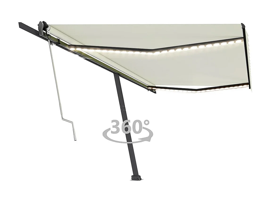 Toldo automático com sensor de vento e LED 500x350 Creme