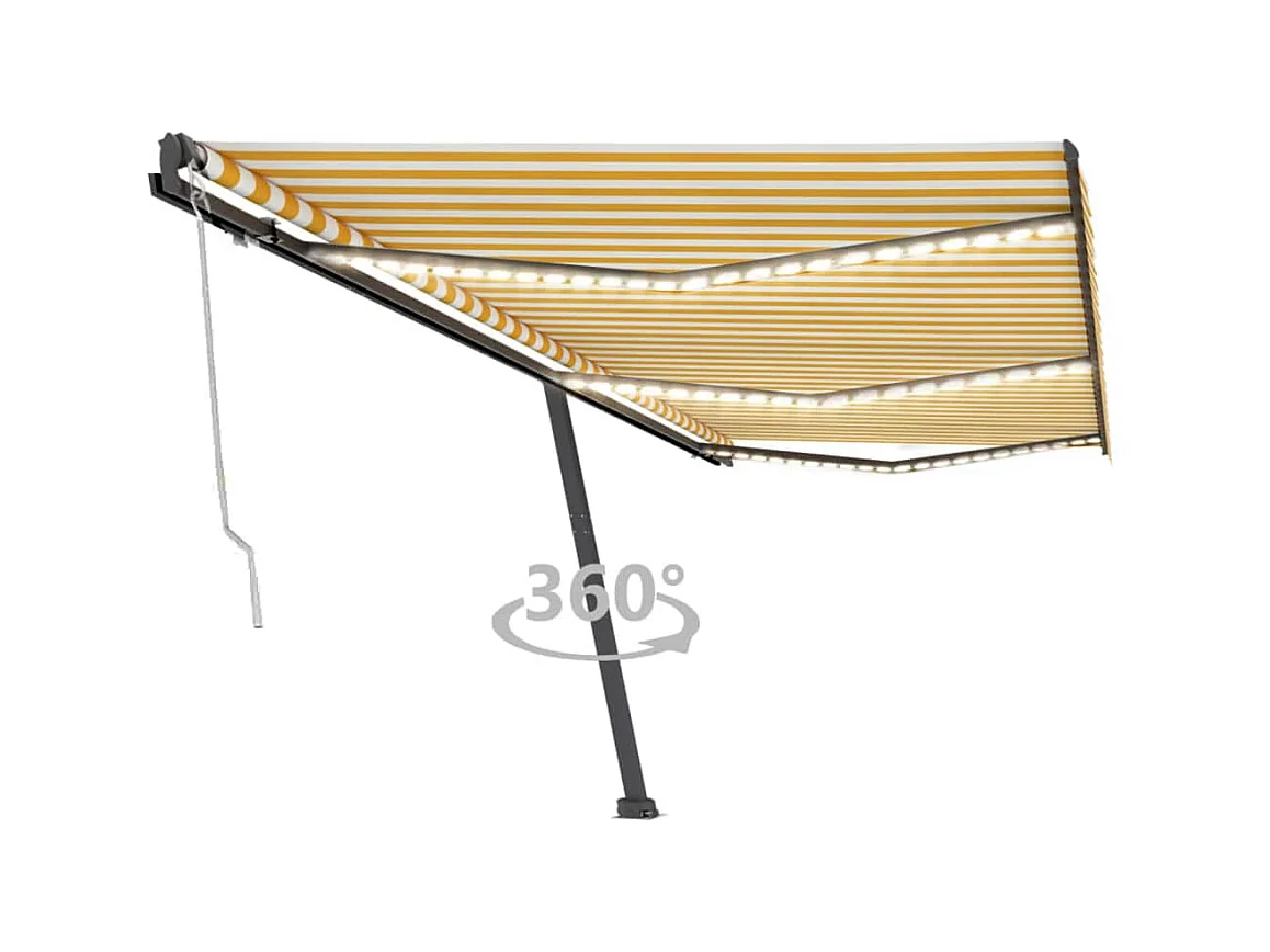 Auvent automatique capteur de vent/LED 600x300cm Jaune et blanc