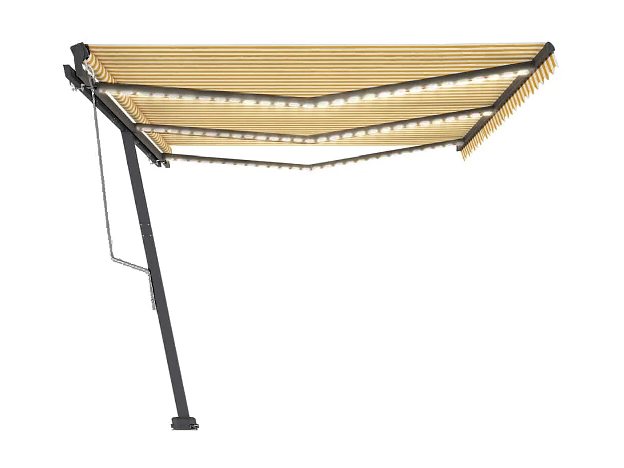 Auvent automatique capteur de vent/LED 600x300cm Jaune et blanc
