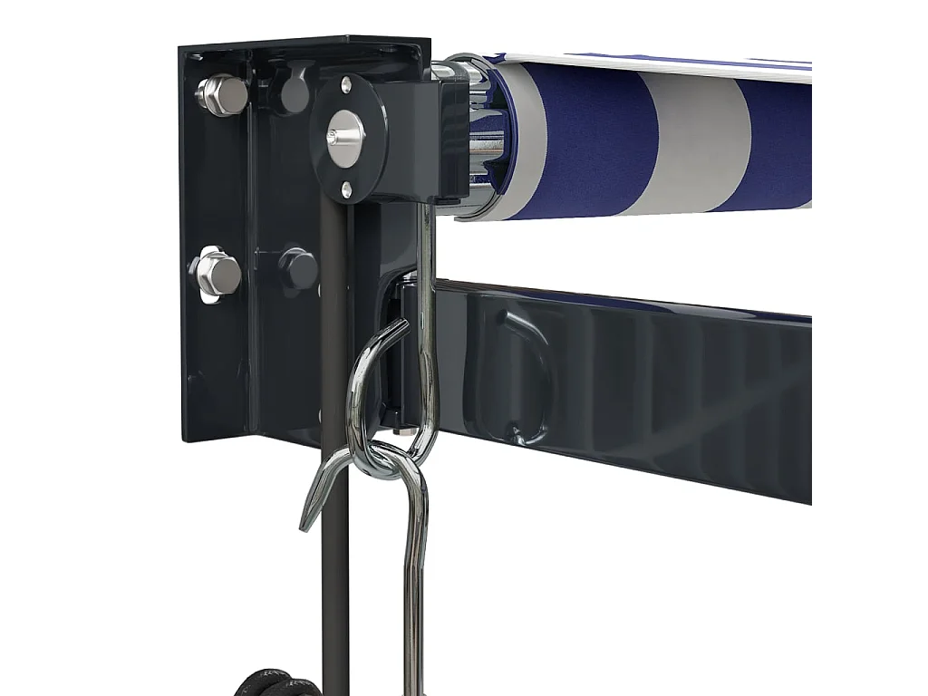 Auvent rétractable automatique bleu et blanc 3x2,5