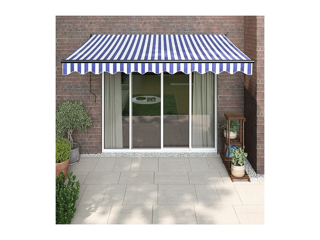 Tenda retrattile automatica blu e bianca 3x2,5