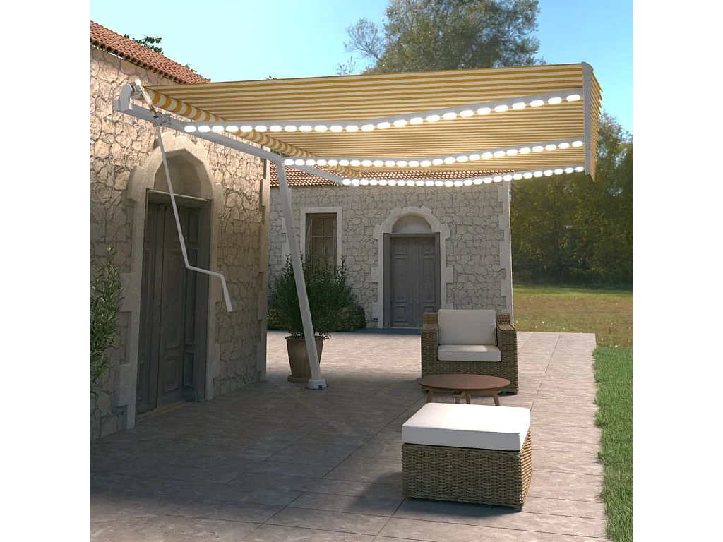 Sensor de vento para toldo automático LED 600x350cm Amarelo e branco