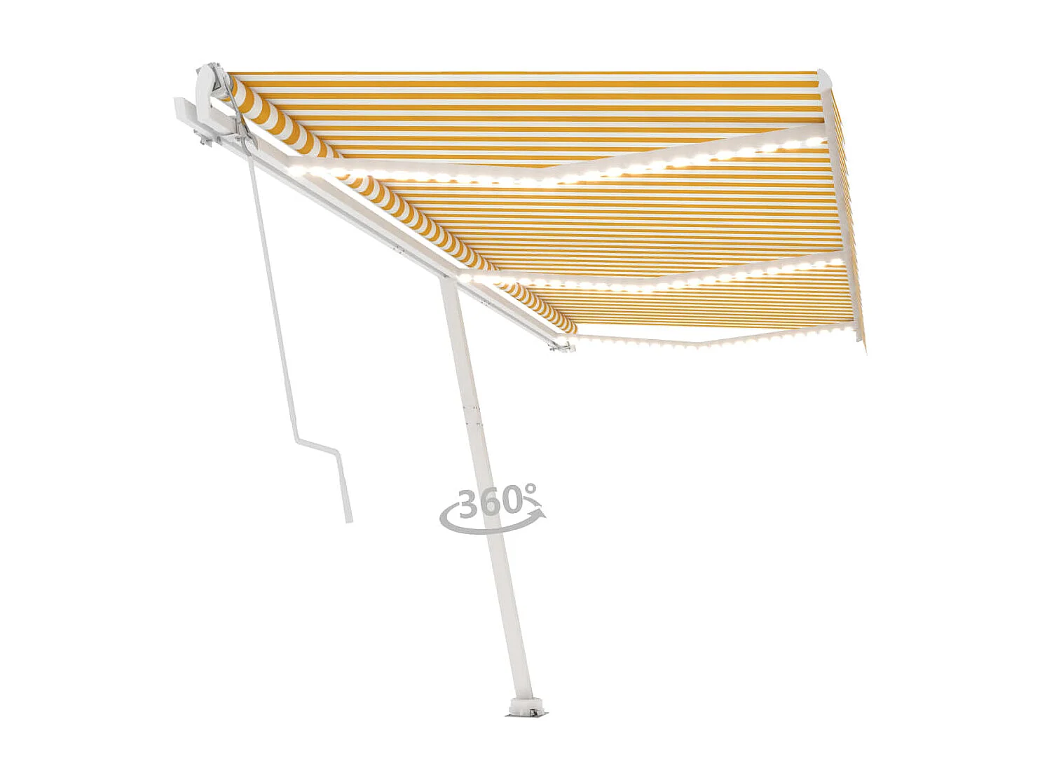 Auvent automatique capteur de vent LED 600x350cm Jaune et blanc
