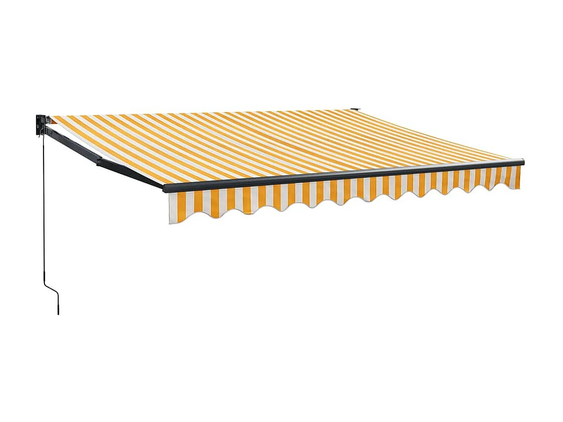 Toldo retrátil amarelo e branco 3,5x2,5 tecido e alumínio