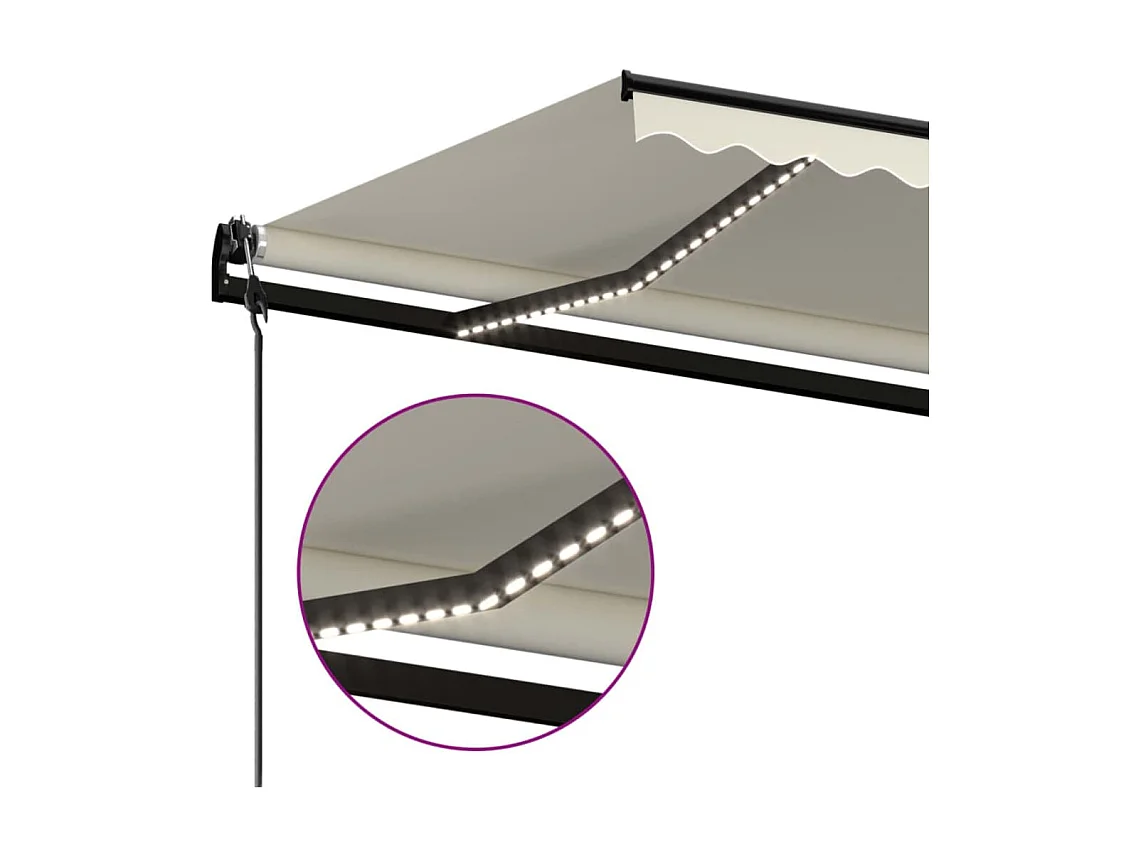 Auvent automatique avec capteur de vent et LED 450x300 Crème