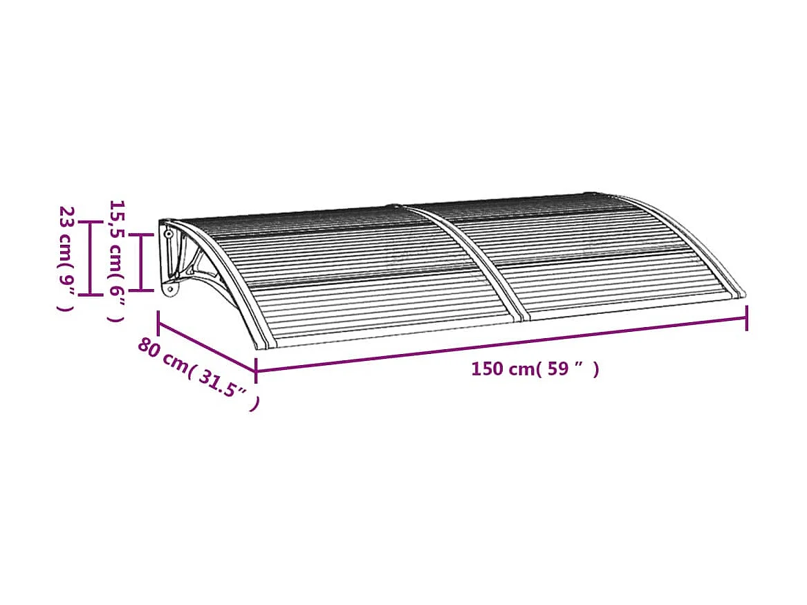 Tendalino per porta Nero e trasparente 150x80 Policarbonato