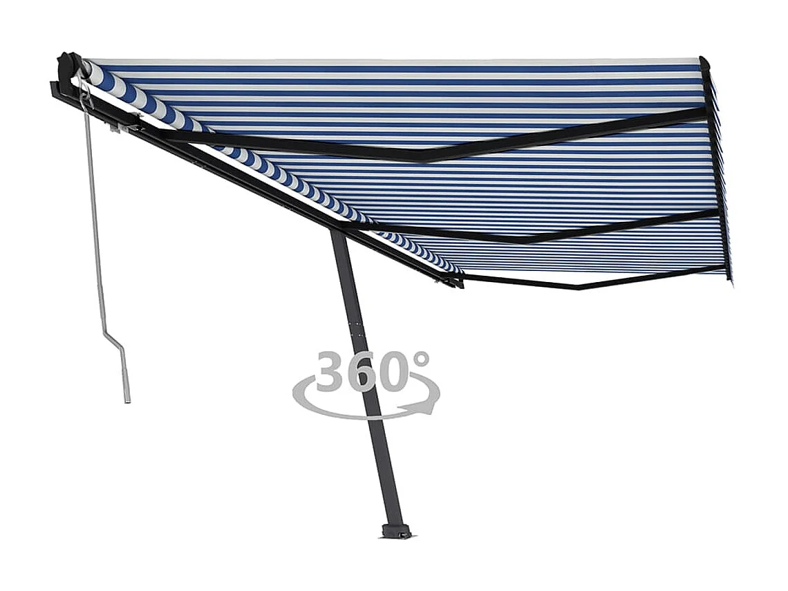 Automatische luifel op voet 600x350 Blauw/Wit