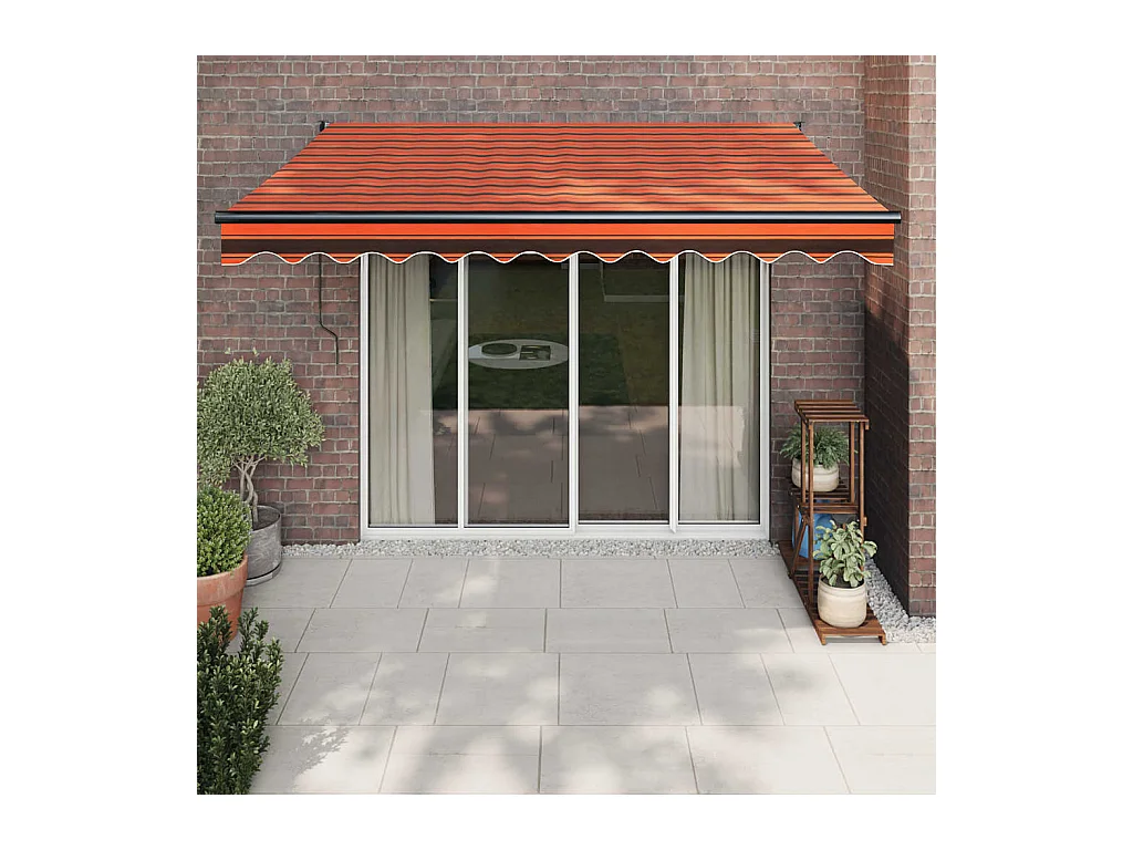 Auvent rétractable automatique orange etarron 3x2,5