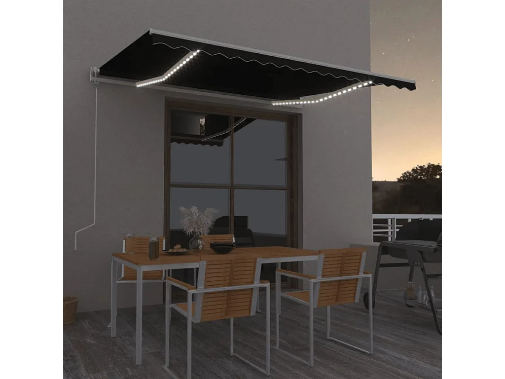 Toldo automático e sensor de vento LED 450x350 Antracite