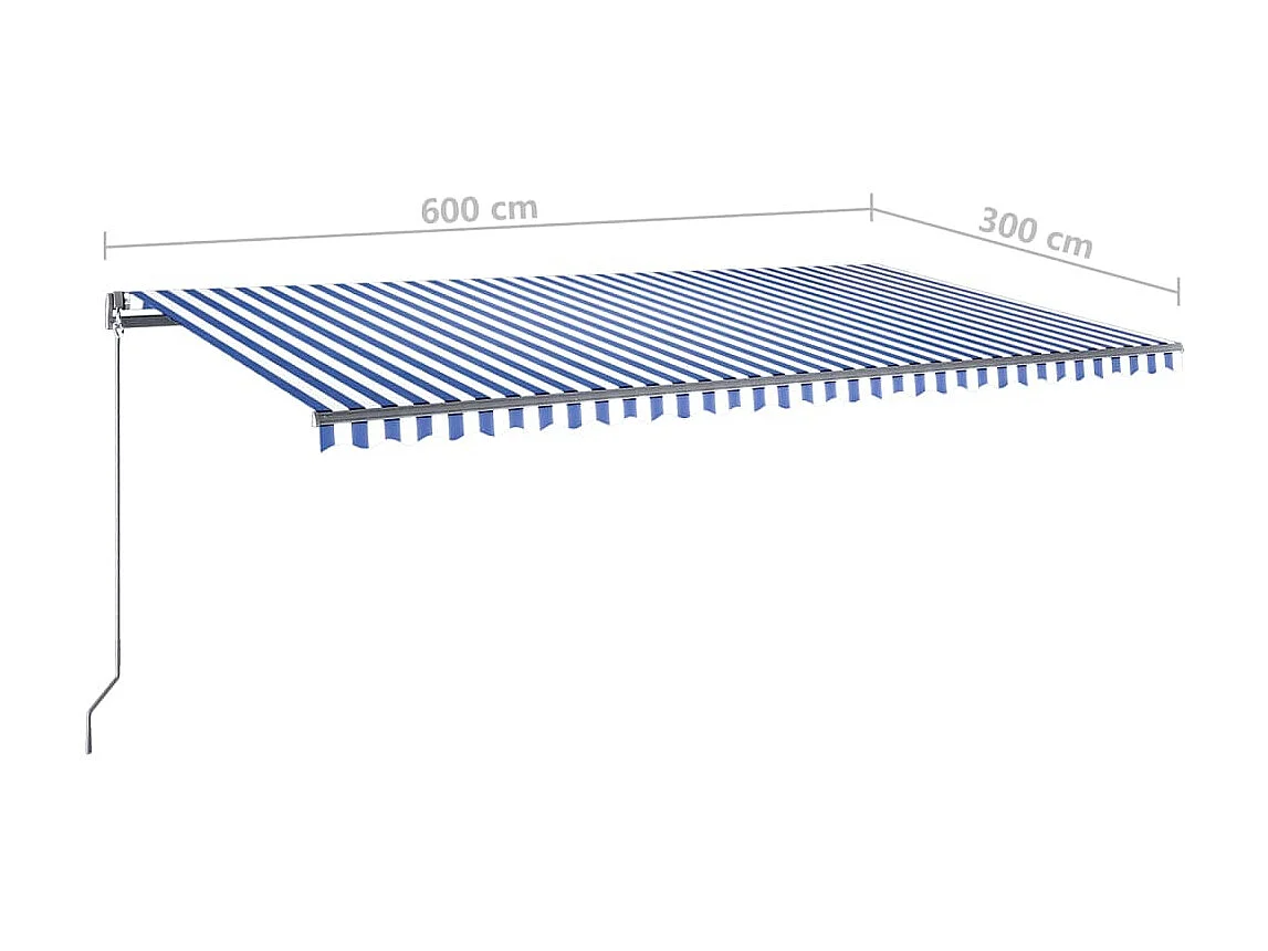 Toldo automático sensor viento/LED 600x300 Azul y blanco