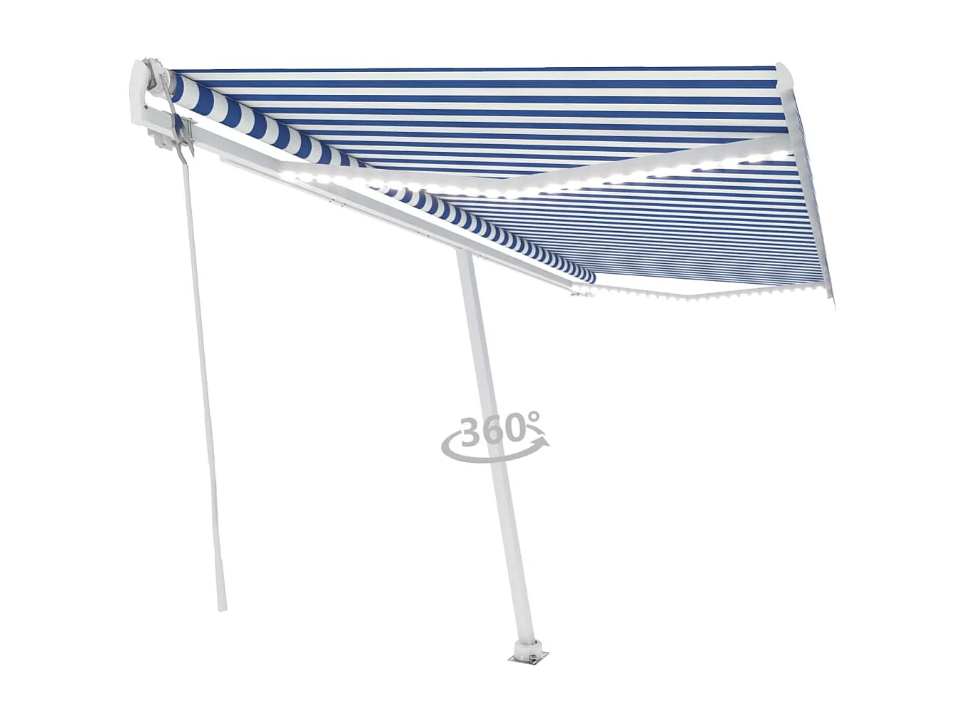 Auvent automatique capteur de vent LED 500x350 Bleu et blanc