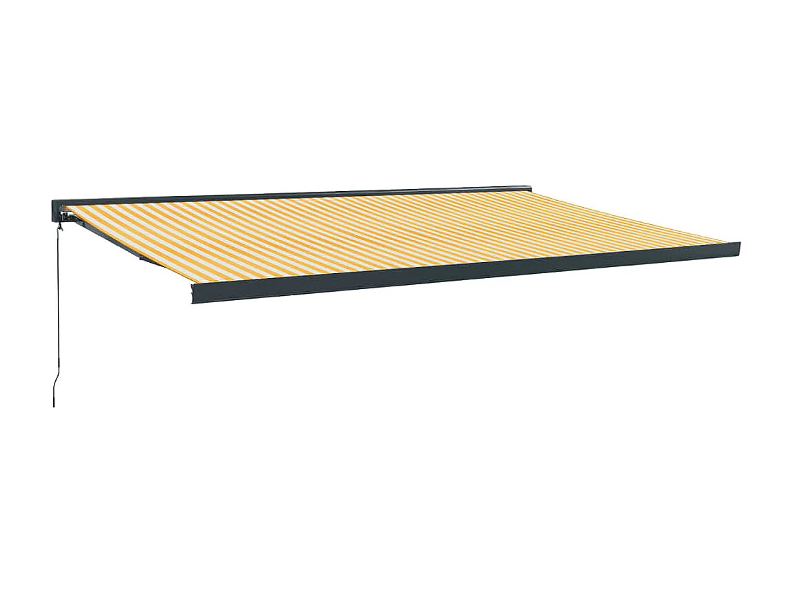 Auvent rétractable jaune et blanc 5x3 tissu et aluminium