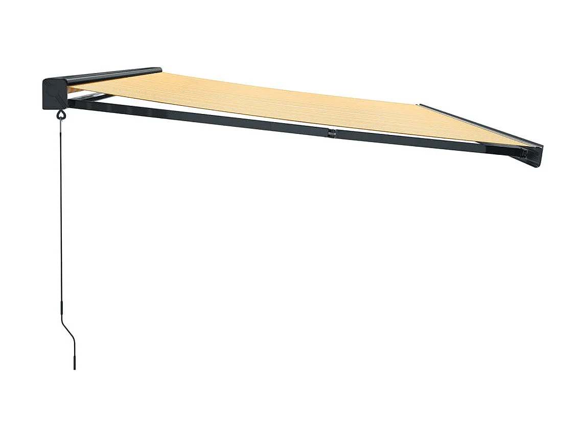 Auvent rétractable jaune et blanc 5x3 tissu et aluminium