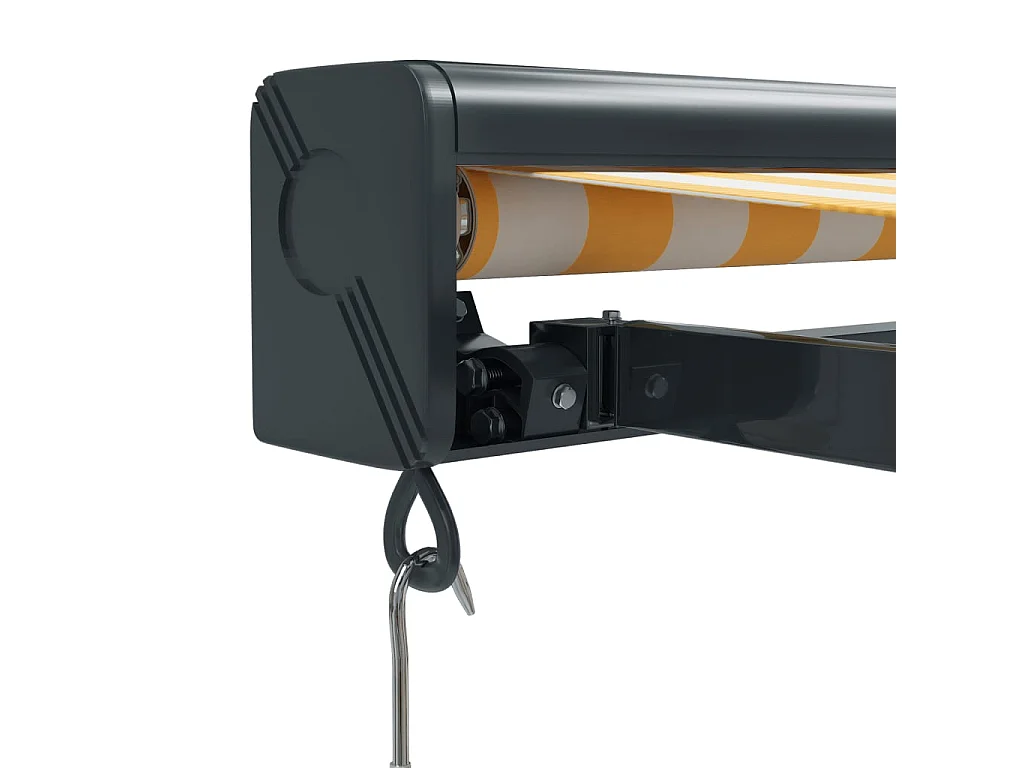 Auvent rétractable jaune et blanc 5x3 tissu et aluminium