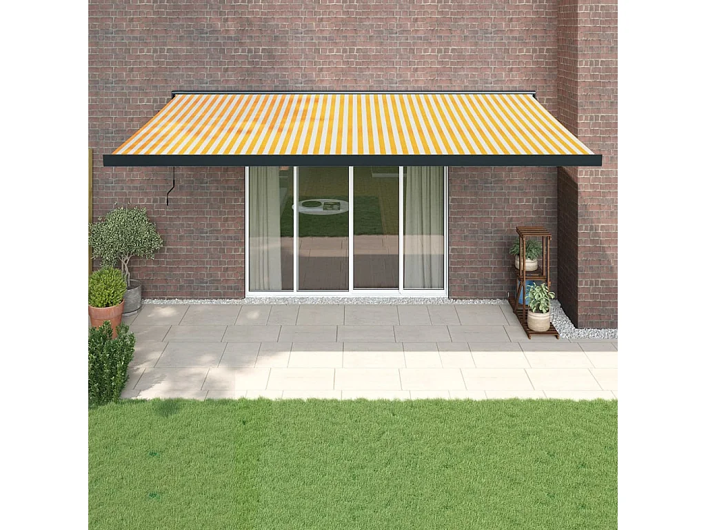 Auvent rétractable jaune et blanc 5x3 tissu et aluminium