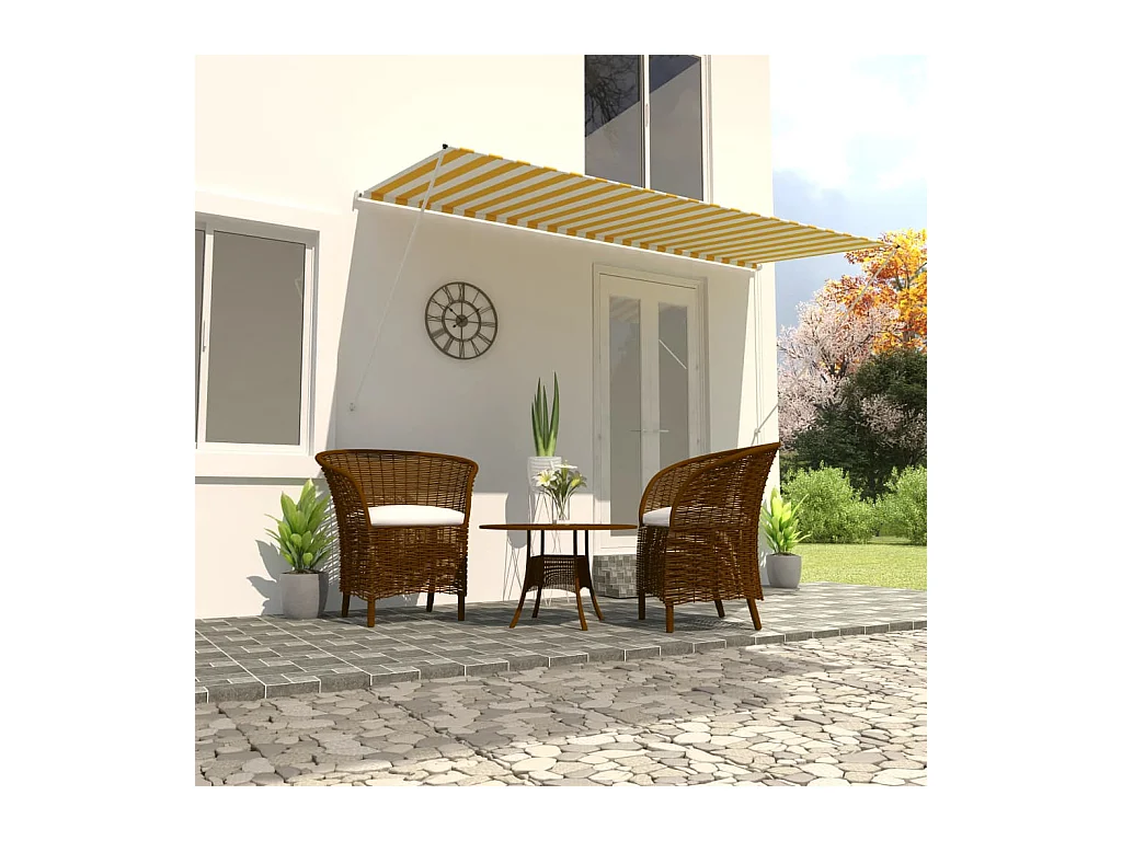 Einziehbare Markise 400x150 Gelb und Weiß