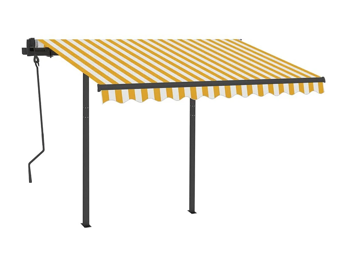 Auvent rétractable automatique et poteaux 3x2,5m Jaune et blanc