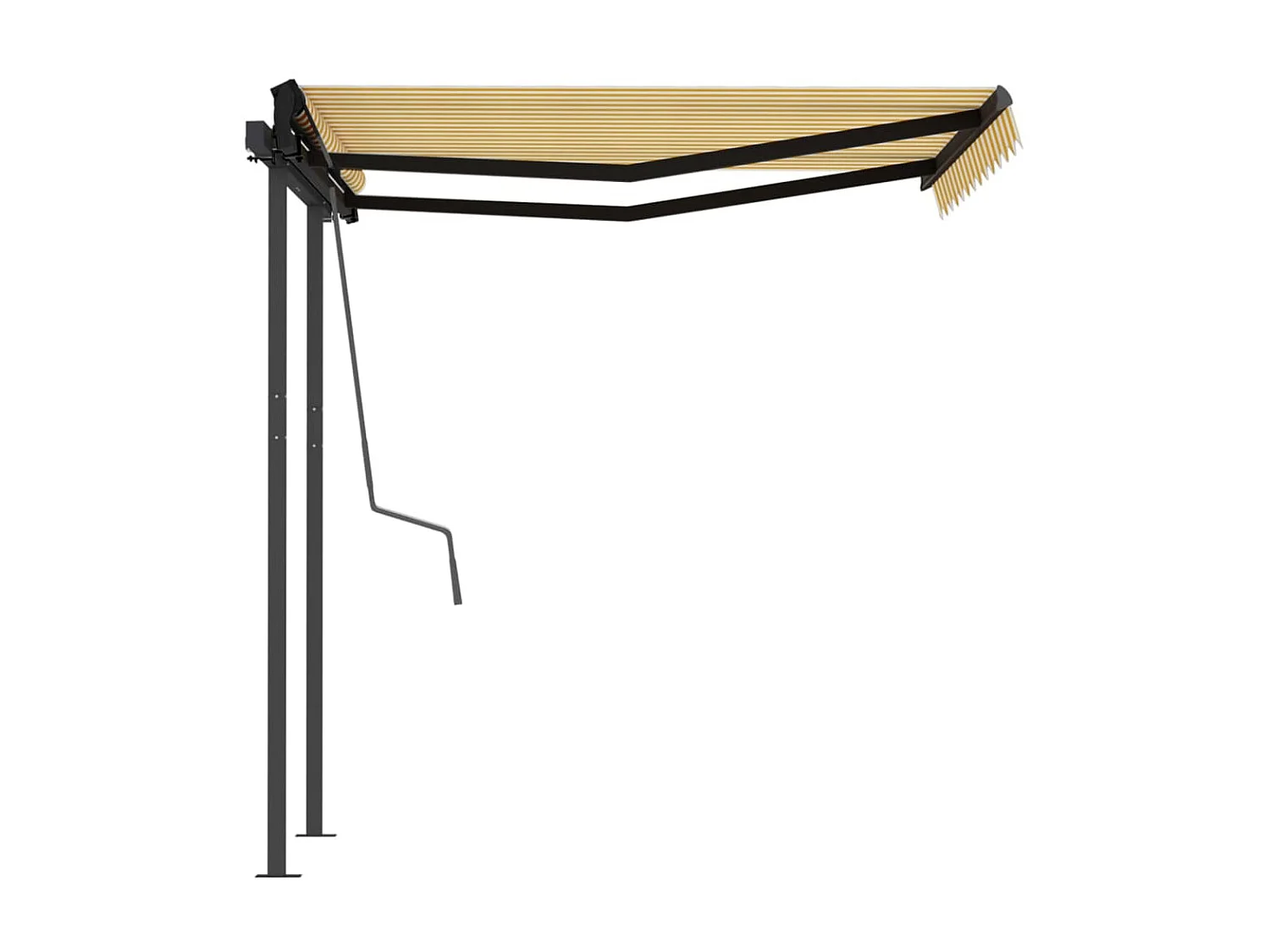 Auvent rétractable automatique et poteaux 3x2,5m Jaune et blanc