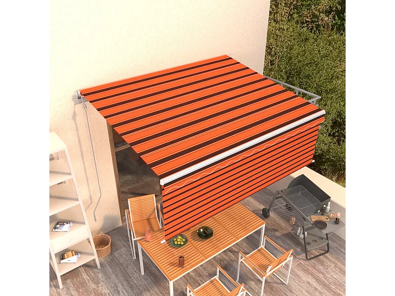 Toldo retráctil automático con persiana 4x3m Naranja etarron