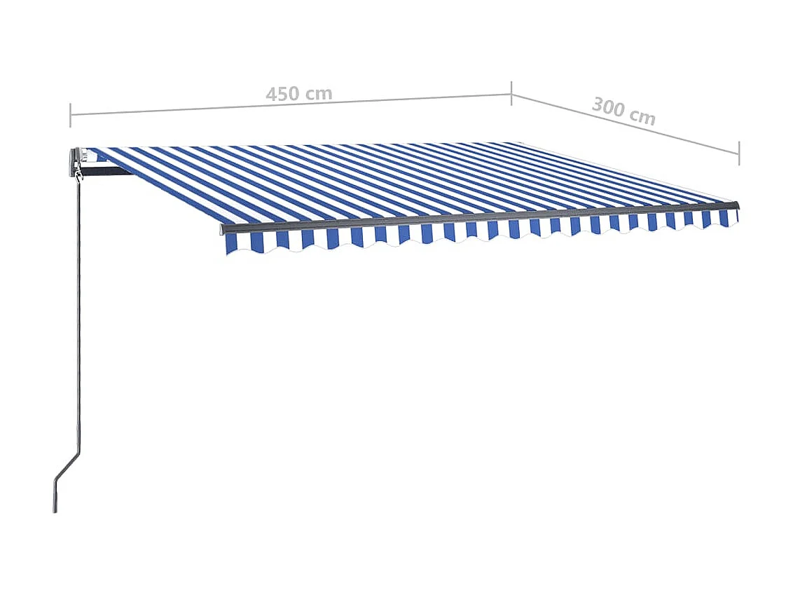 Auvent automatique sur pied 450x300 Bleu/Blanc