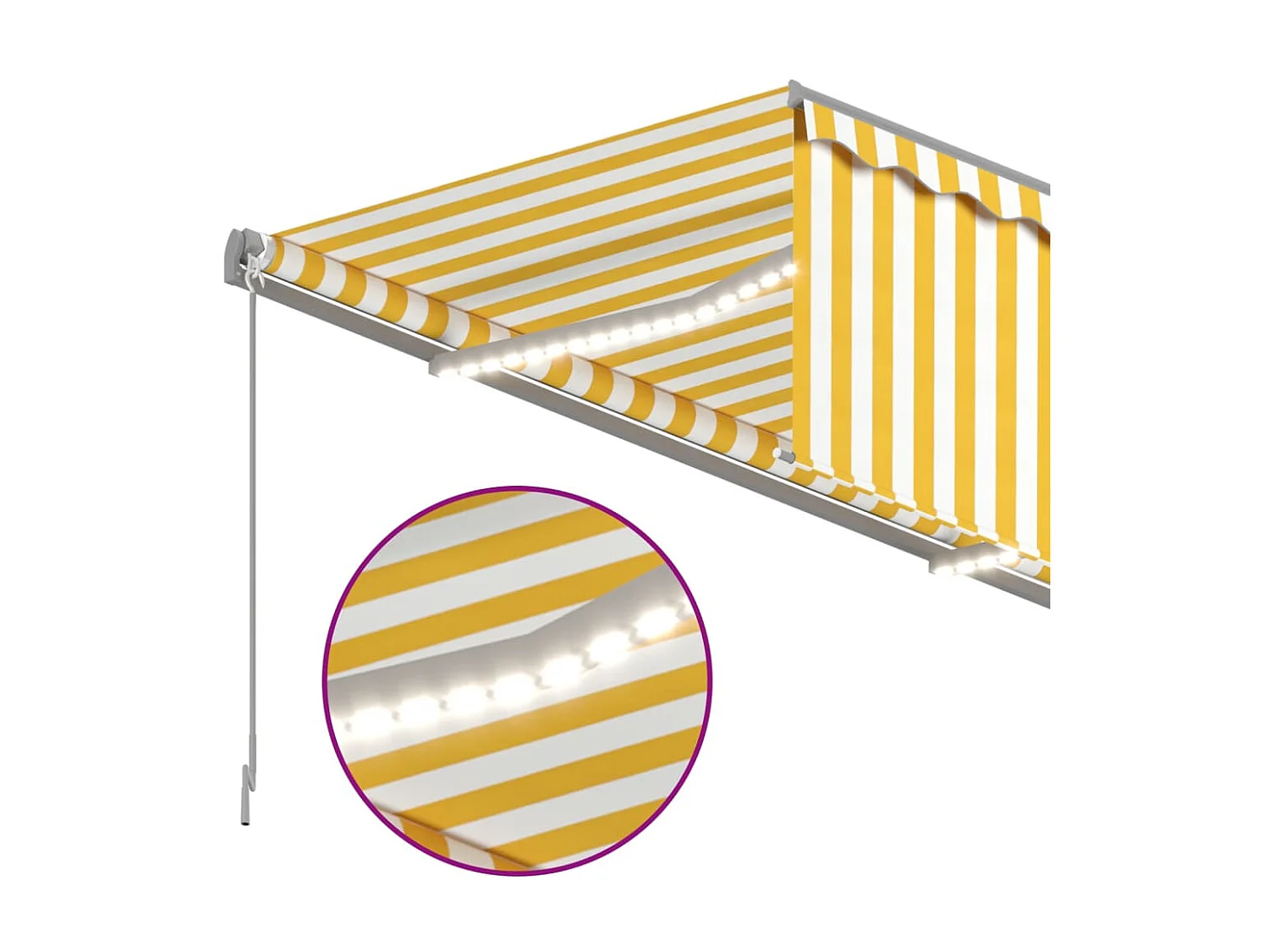 Auvent automatique store capteur de vent LED 4x3m Jaune/blanc