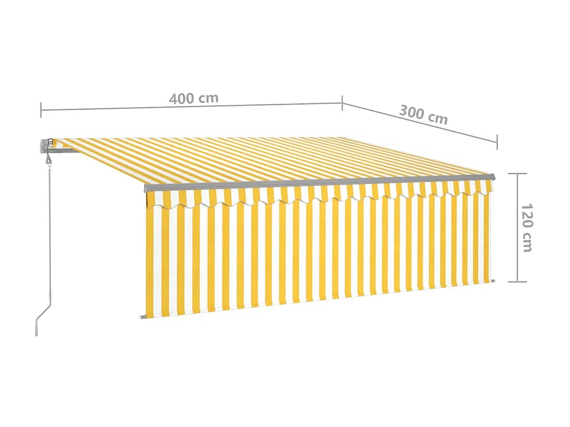 Auvent automatique store capteur de vent LED 4x3m Jaune/blanc