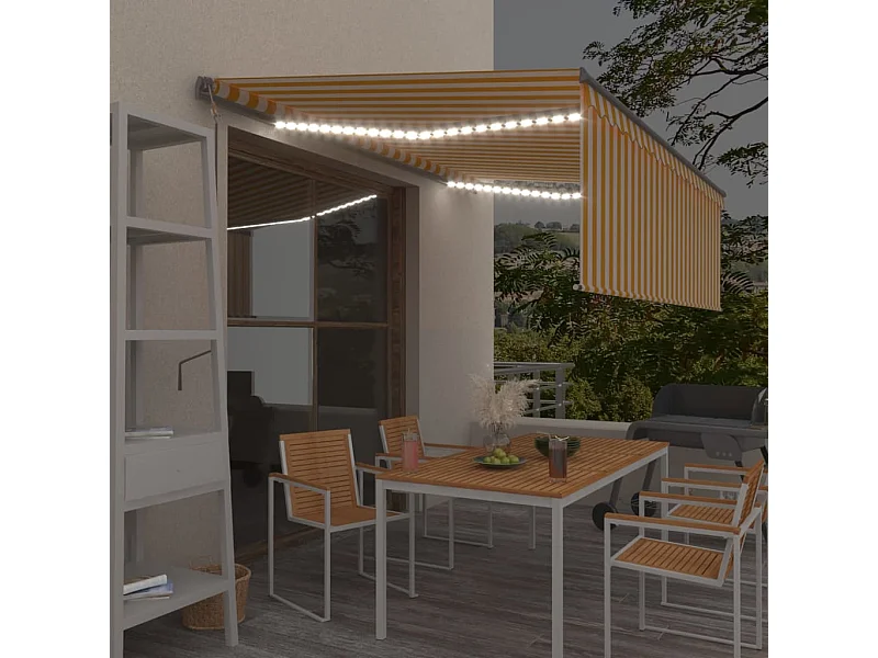 Automatische zonwering windsensor LED 4x3m Geel/wit