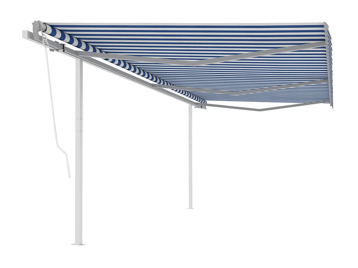 Toldo retráctil automático con palos 6x3 Azul y blanco
