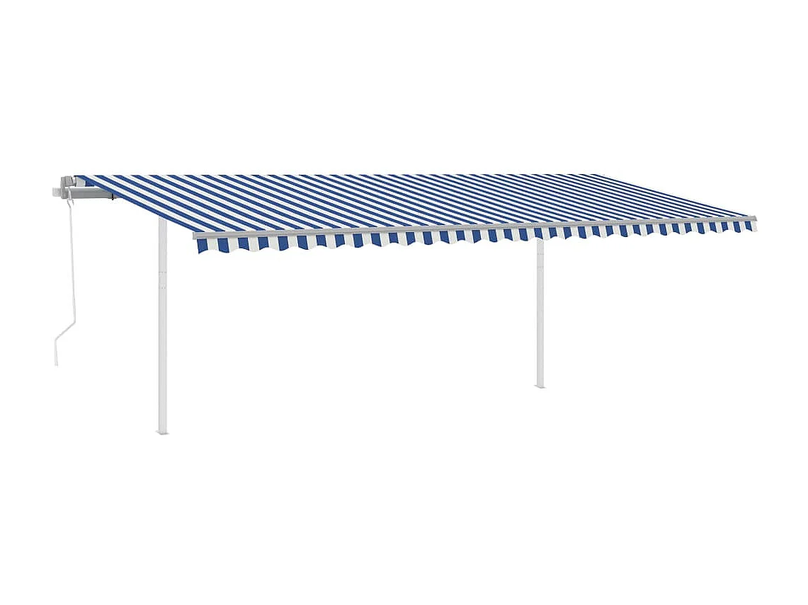 Toldo retráctil automático con palos 6x3 Azul y blanco