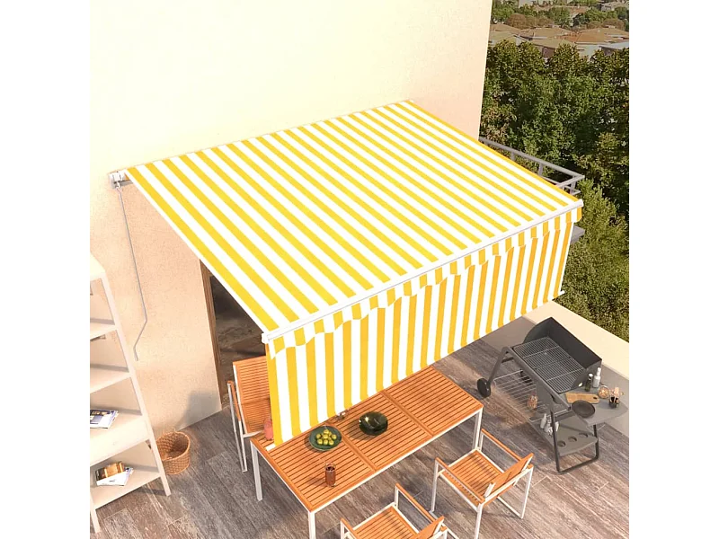 Auventanuel rétractable avec store 4x3 Jaune et blanc