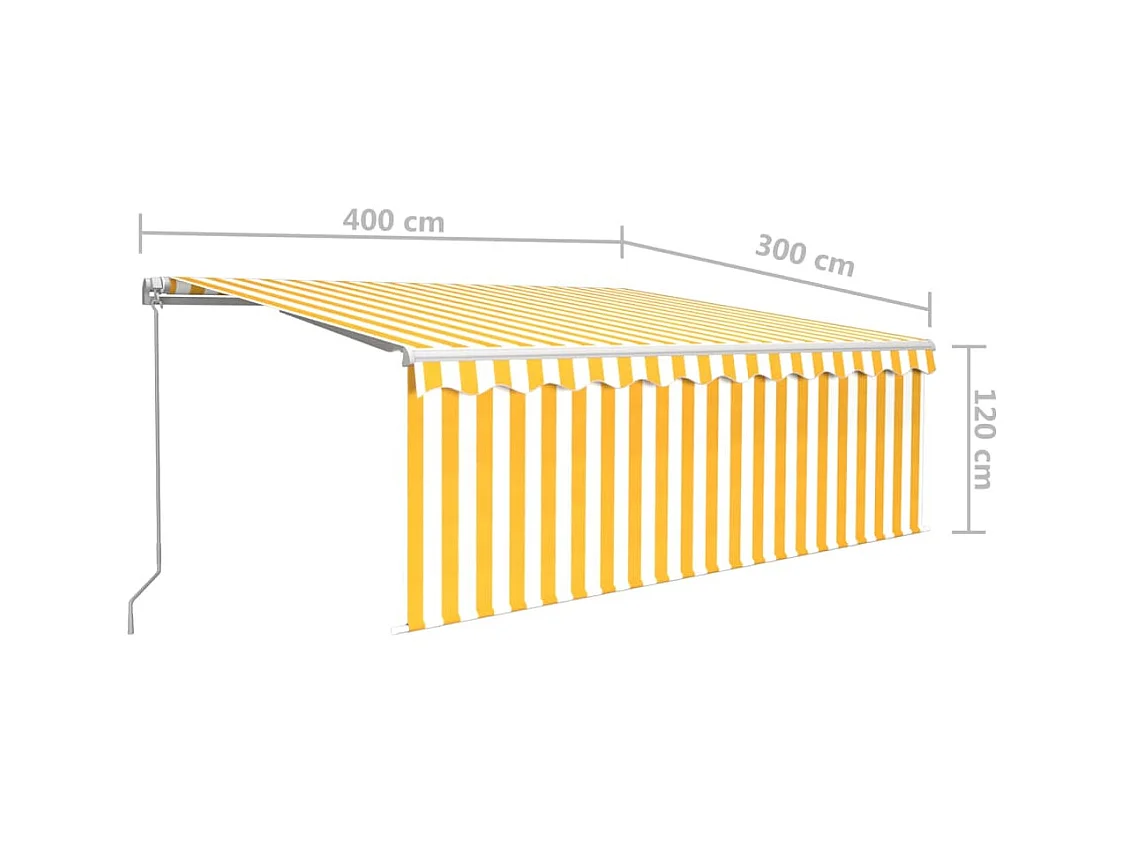 Auventanuel rétractable avec store 4x3 Jaune et blanc