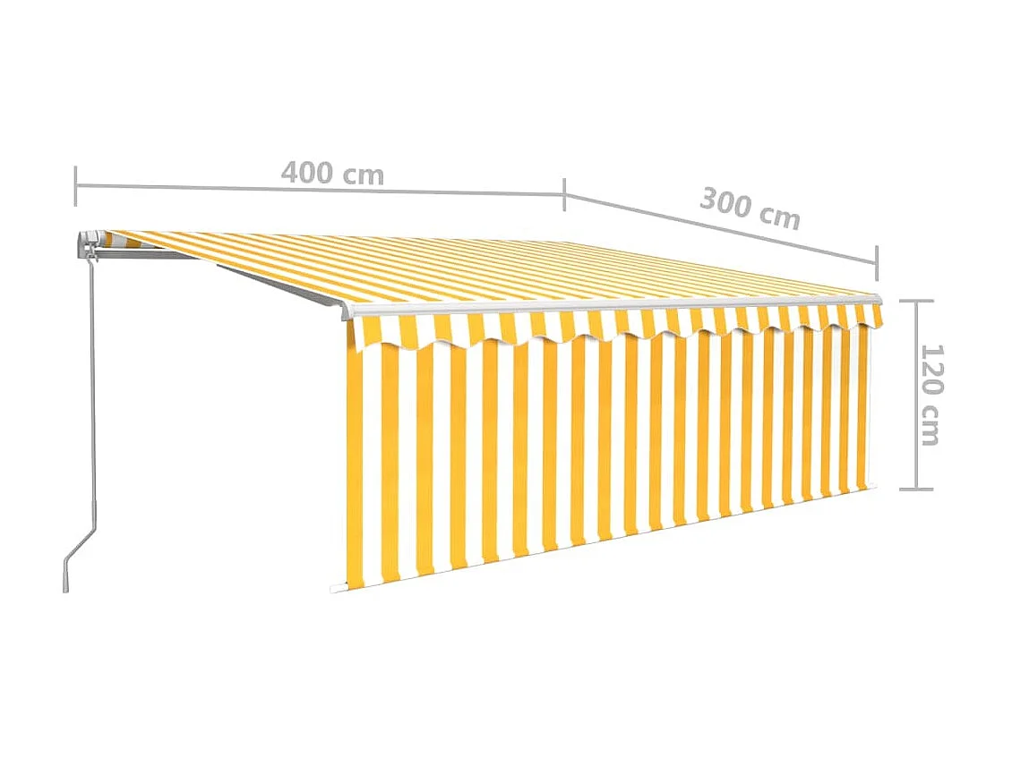 Auventanuel rétractable avec store 4x3 Jaune et blanc