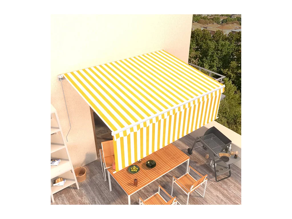 Auventanuel rétractable avec store 4x3 Jaune et blanc
