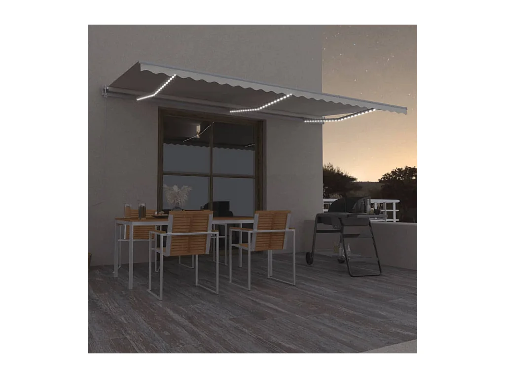Auvent automatique avec capteur de vent et LED 600x350 Crème