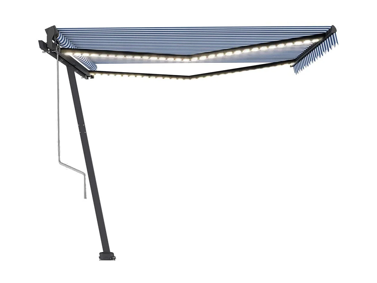 Auvent automatique capteur de vent/LED 400x350 Bleu et blanc