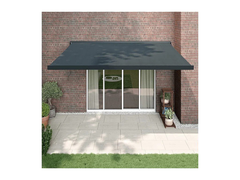 Auvent rétractable anthracite 4x3 tissu et aluminium