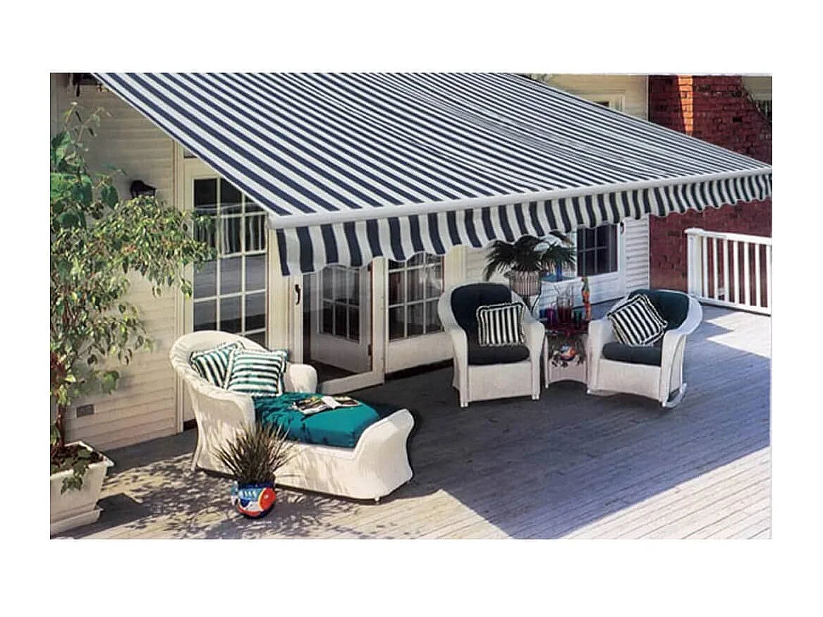 Auvent pliableanuel 300 Bleu/blanc