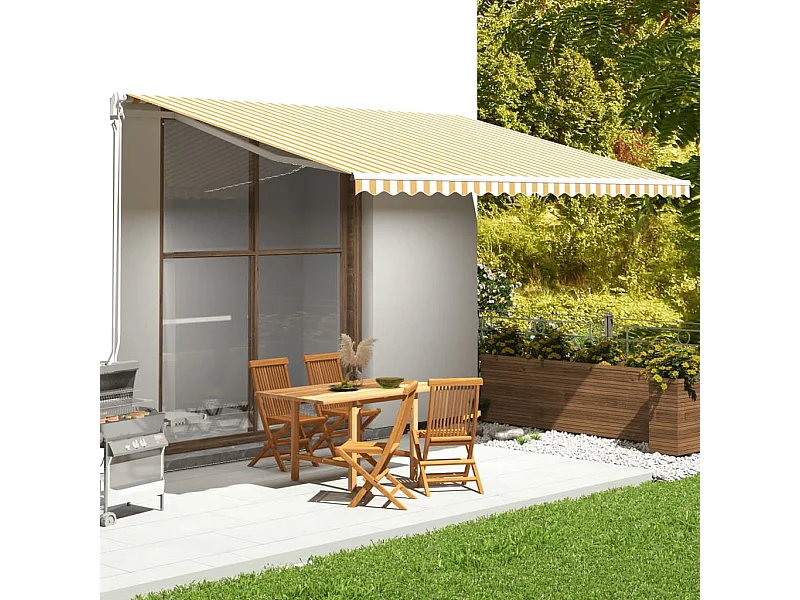 Tissu de remplacement pour auvent Jaune et blanc 5x3,5