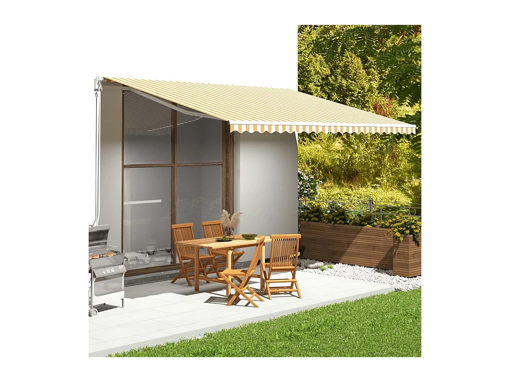 Tissu de remplacement pour auvent Jaune et blanc 5x3,5