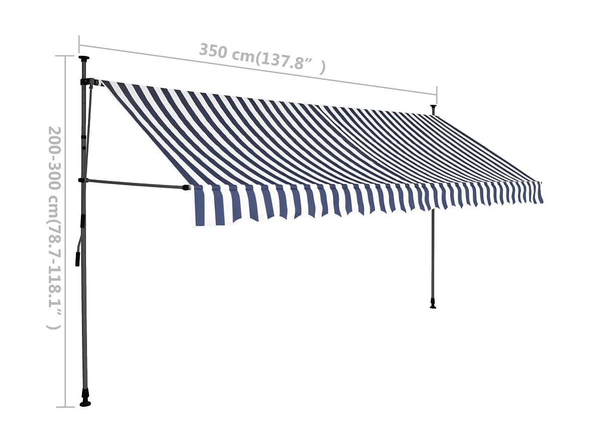 Auventanuel rétractable avec LED 350 Bleu et blanc