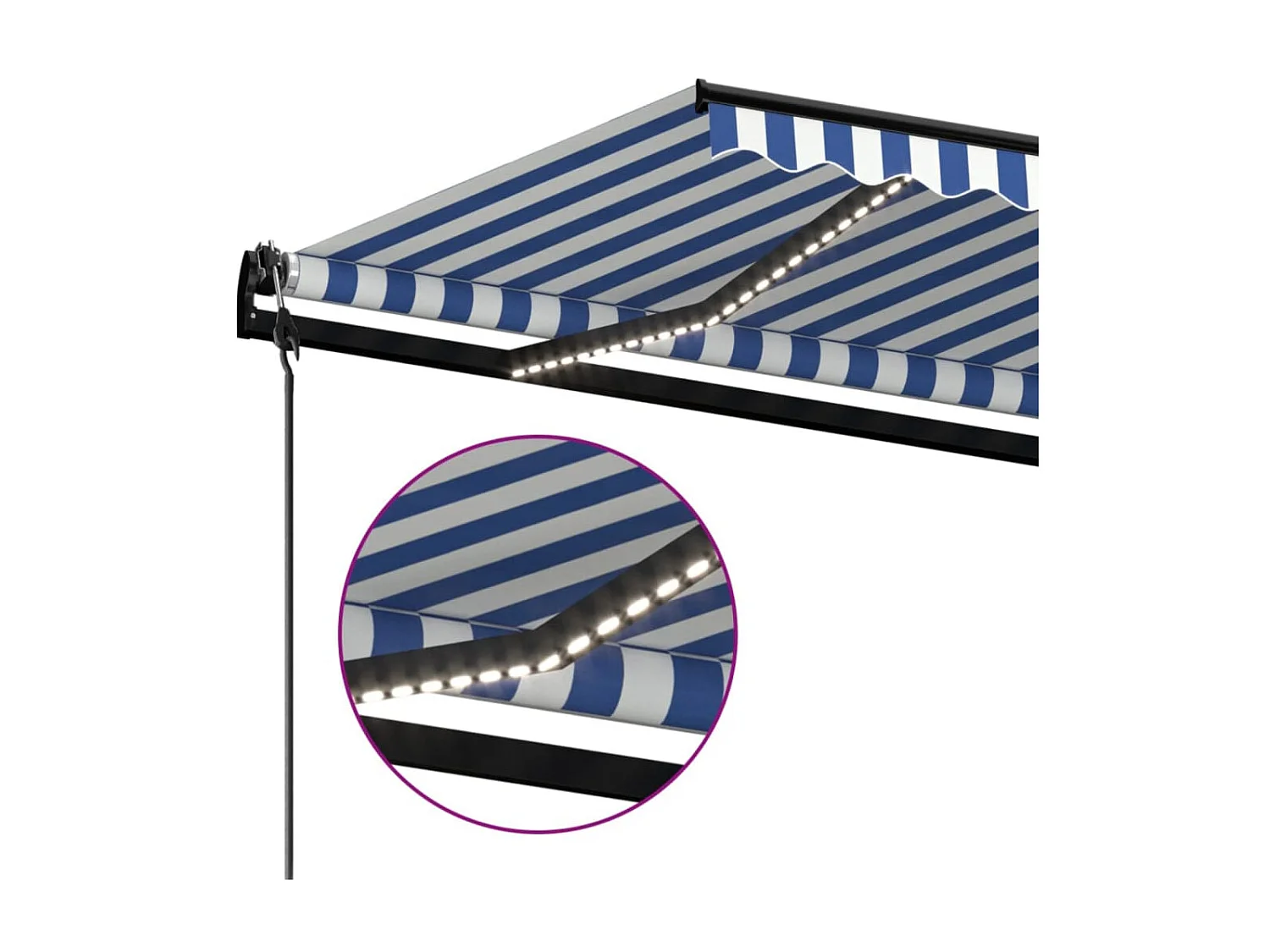 Toldo automático sensor viento/LED 450x300 Azul y blanco