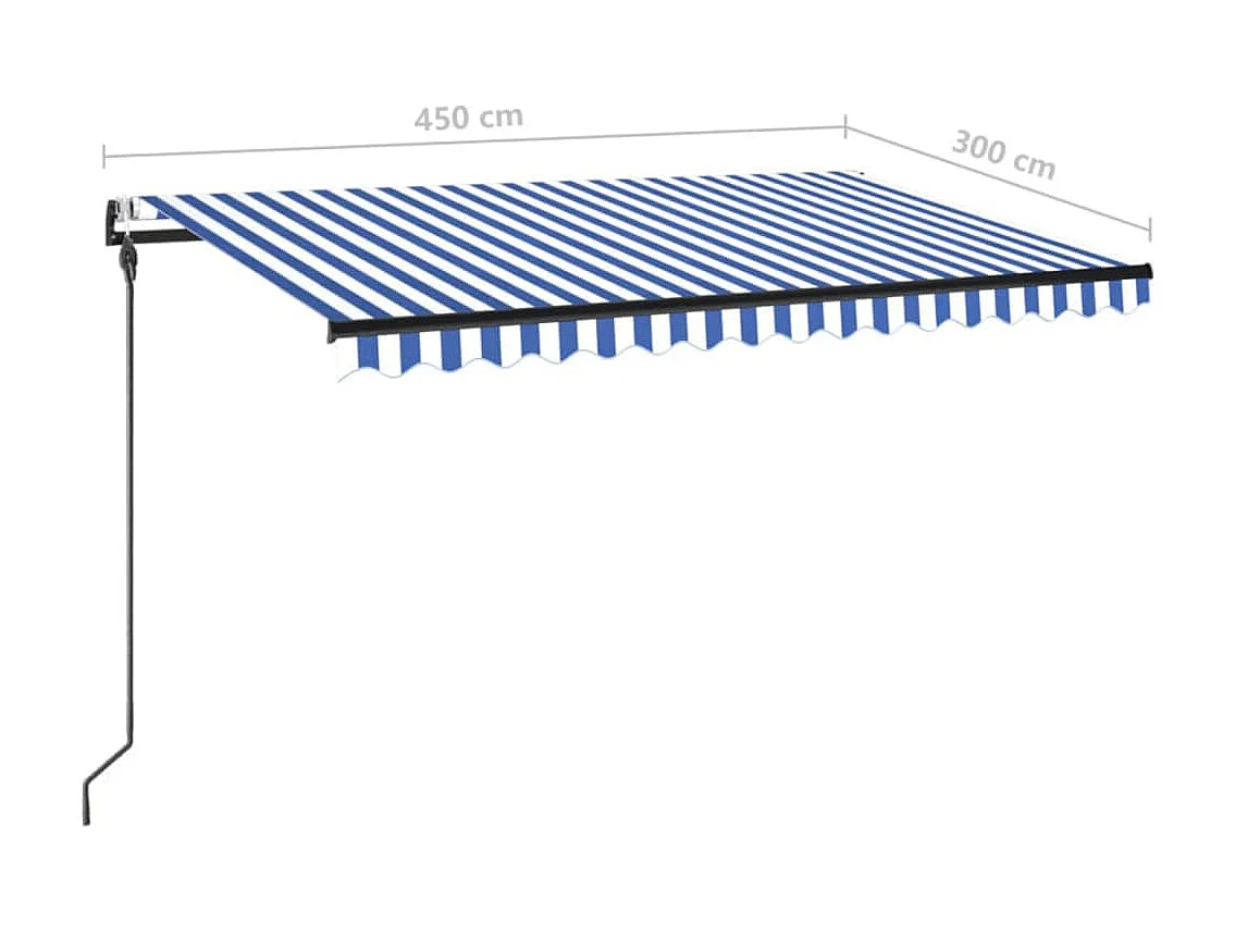 Toldo automático sensor viento/LED 450x300 Azul y blanco