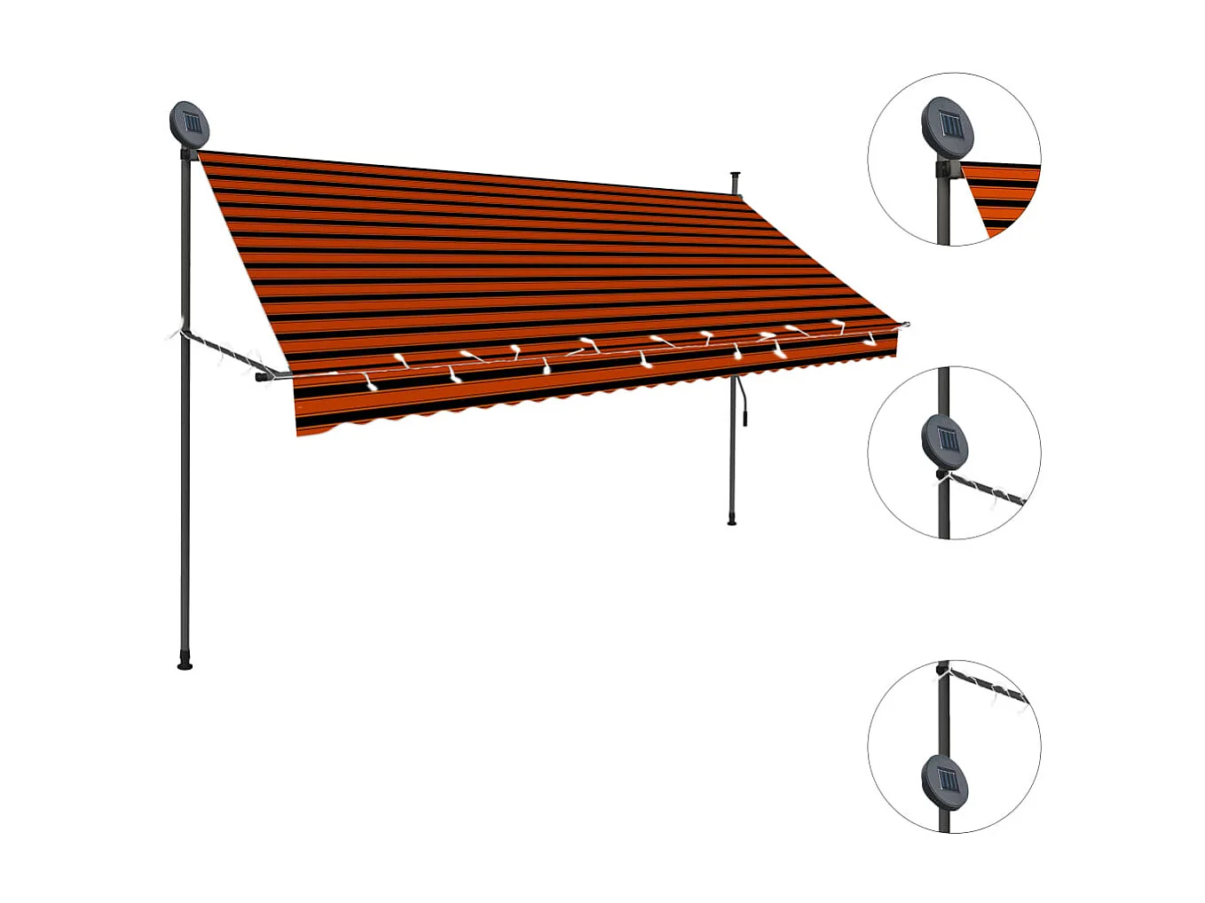 Auventanuel rétractable avec LED 300 Orange etarron