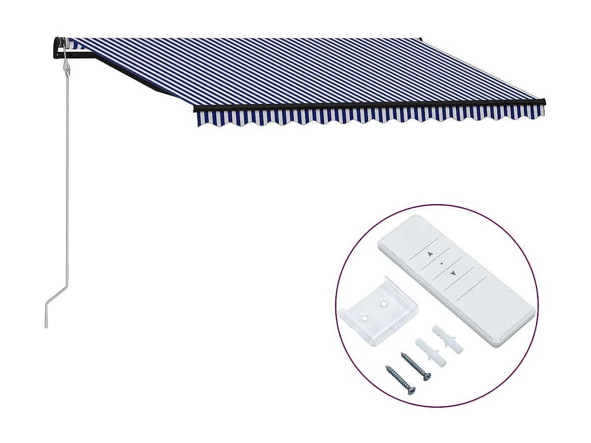 Auvent rétractable automatique 450x300 Bleu et blanc