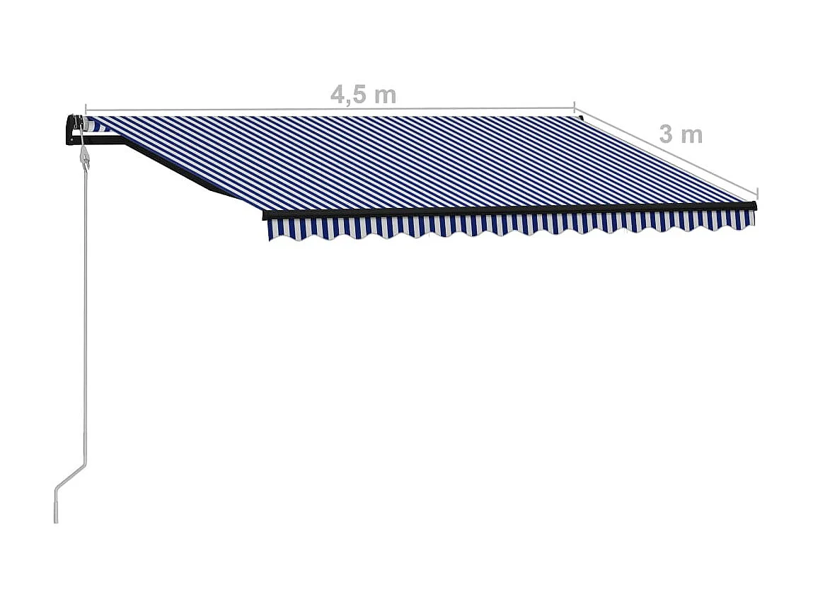 Auvent rétractable automatique 450x300 Bleu et blanc